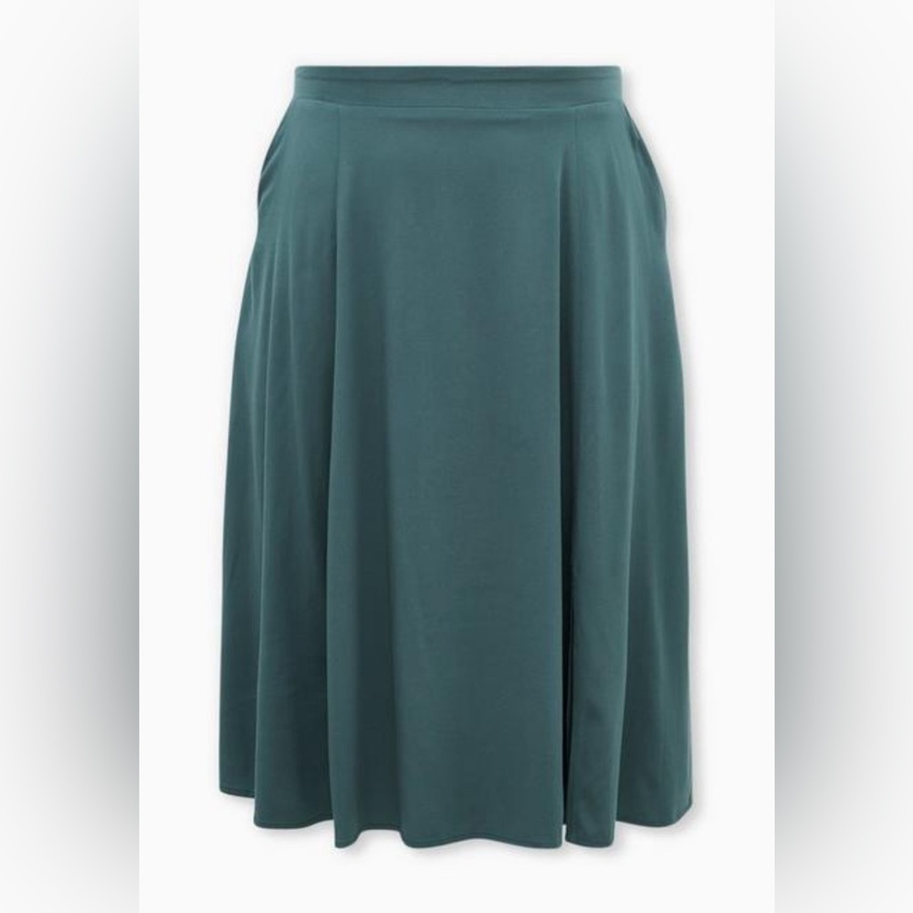 Torrid Sz. 1 (1X/14-16) Pine Green Stretch Challis Slit Midi Skirt